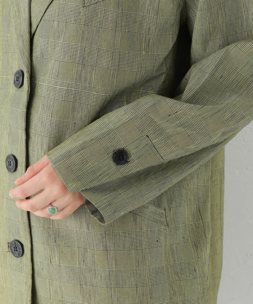 U by SPICK&SPAN（ユーバイスピックアンドスパン）の「【GANNI / ガニー】 Slub Check Suiting ジャケット（ブルゾン・レディース・ベージュ・FREE）」の12枚目の写真