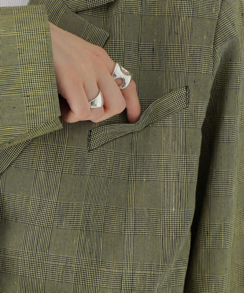 U by SPICK&SPAN（ユーバイスピックアンドスパン）の「【GANNI / ガニー】 Slub Check Suiting ジャケット（ブルゾン・レディース・ベージュ・FREE）」の13枚目の写真