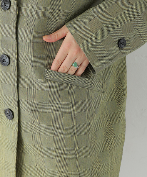 U by SPICK&SPAN（ユーバイスピックアンドスパン）の「【GANNI / ガニー】 Slub Check Suiting ジャケット（ブルゾン・レディース・ベージュ・FREE）」の14枚目の写真