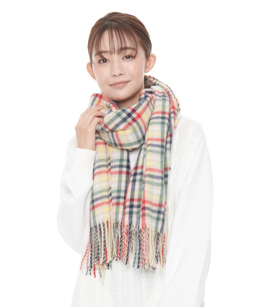 Arnold Palmer（アーノルドパーマー）の「ハウスチェック 大判マフラー（マフラー・レディース・ベージュ/ネイビー・F）」の16枚目の写真