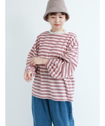 Samansa Mos2 | ピアノボーダーパフスリーブカットソー(Tシャツ/カットソー)