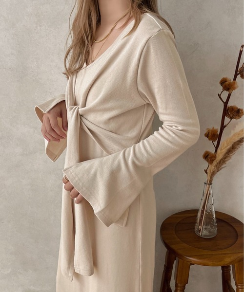 apres jour clair（アプレジュールクレア）の「【apres jour clair】結びデザインワンピース【ZOZOTOWN限定アイテム】（ワンピース・レディース・アイボリー/ブラウン系その他・X-LARGE/フリー）」の13枚目の写真