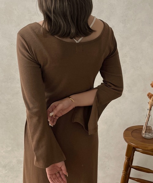 apres jour clair（アプレジュールクレア）の「【apres jour clair】結びデザインワンピース【ZOZOTOWN限定アイテム】（ワンピース・レディース・アイボリー/ブラウン系その他・X-LARGE/フリー）」の8枚目の写真