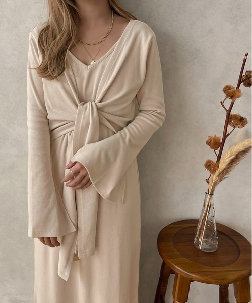 apres jour clair（アプレジュールクレア）の「【apres jour clair】結びデザインワンピース【ZOZOTOWN限定アイテム】（ワンピース・レディース・アイボリー/ブラウン系その他・X-LARGE/フリー）」の21枚目の写真