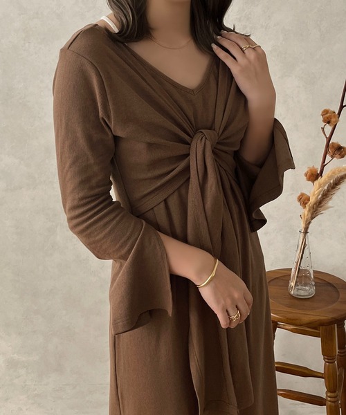 apres jour clair（アプレジュールクレア）の「【apres jour clair】結びデザインワンピース【ZOZOTOWN限定アイテム】（ワンピース・レディース・アイボリー/ブラウン系その他・X-LARGE/フリー）」の16枚目の写真