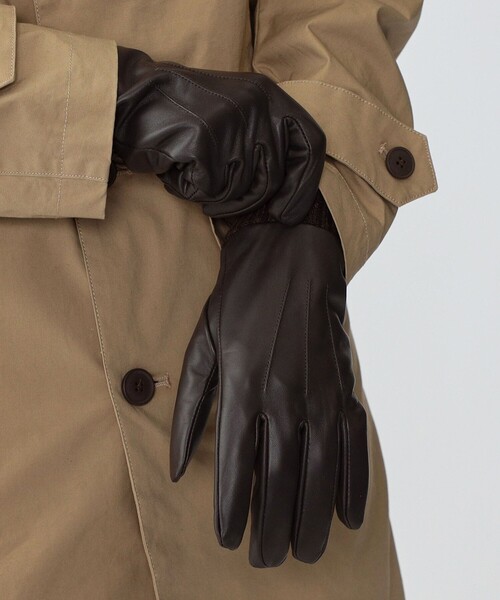 SHIPS（シップス）の「SHIPS: レザー リブ グローブ 手袋（手袋・メンズ・ブラック/ネイビー/ブラウン・ONE SIZE）」の3枚目の写真