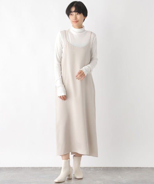 LEPSIM(レプシィム)の「細ひもキャミワンピース 165184(ワンピース・レディース・グレイッシュベージュ/ブラック・FREE)」の5枚目の写真