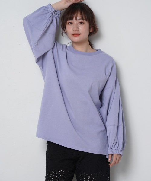 LUPILIEN(ルピリアン)の「ピーチ起毛袖ボリュームプルオーバー(Tシャツ/カットソー・レディース・ベージュ/パープル/オフホワイト・FREE)」の18枚目の写真