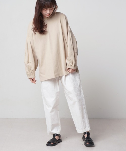 LUPILIEN(ルピリアン)の「ピーチ起毛袖ボリュームプルオーバー(Tシャツ/カットソー・レディース・ベージュ/パープル/オフホワイト・FREE)」の9枚目の写真