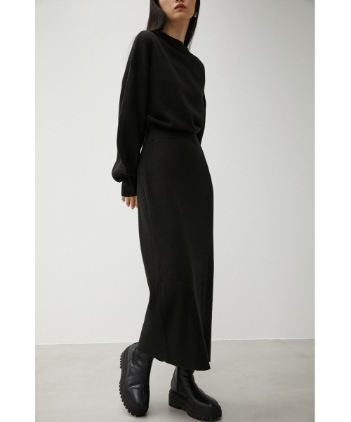 AZUL by moussy(アズールバイマウジー)の「BOTTLE NECK BLOUSING RIB OP/ボトルネックブラウジングリブワンピ(ワンピース・レディース・ボルドー/ブラック/ダークグリーン・SMALL/MEDIUM)」の4枚目の写真