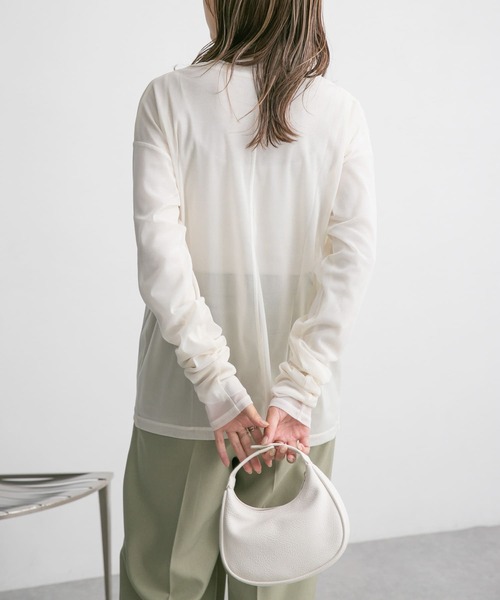 KBF（ケイビーエフ）の「ロングスリーブチュールカットソー（Tシャツ/カットソー・レディース・チャコールグレー/バーガンディー/アイボリー・ONE）」の11枚目の写真