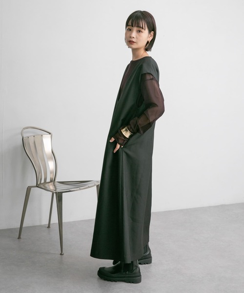 KBF（ケイビーエフ）の「ロングスリーブチュールカットソー（Tシャツ/カットソー・レディース・チャコールグレー/バーガンディー/アイボリー・ONE）」の9枚目の写真