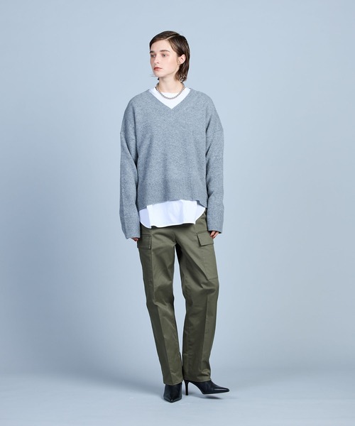 N.O.R.C(ノーク)の「カシミヤ混Vネックニット(ニット/セーター・レディース・アイボリー/ブラック/サックスブルー/グレー/ピンク・S/M)」の6枚目の写真