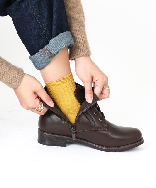 晴雨兼用のレースアップブーツ「生活防水タイプ」（レインシューズ