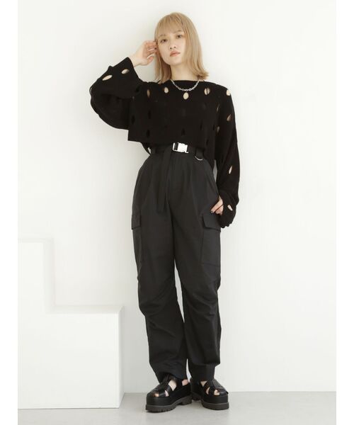 MURUA（ムルーア）の「カーブカーゴパンツ（カーゴパンツ・レディース・ブラック/カーキ・2/1）」の6枚目の写真