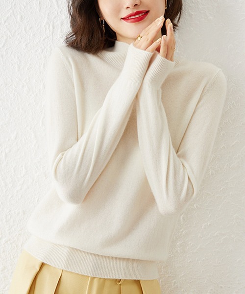 TAYLOR SWIFT クリーム色 セーター セール】【SETUP7】ウールライクモックネックニット SCCH266（ニット