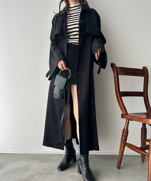 junoah（ジュノア）の「フレアストームシールドトレンチコート（トレンチコート・レディース・ブラック/アイボリー/ベージュ・MEDIUM/LARGE）」の3枚目の写真
