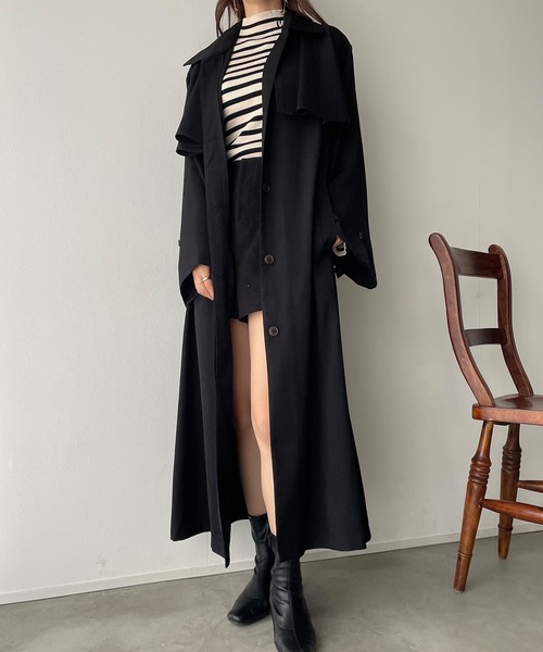 junoah（ジュノア）の「フレアストームシールドトレンチコート（トレンチコート・レディース・ブラック/アイボリー/ベージュ・MEDIUM/LARGE）」の11枚目の写真