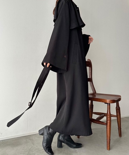junoah（ジュノア）の「フレアストームシールドトレンチコート（トレンチコート・レディース・ブラック/アイボリー/ベージュ・MEDIUM/LARGE）」の9枚目の写真