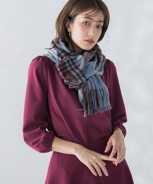 ketty（ケティ）の「タータンチェックストール（マフラー・レディース・ブラウン系その他/ダークベージュ/ブルー系その他/ホワイト系その他・FREE）」の17枚目の写真
