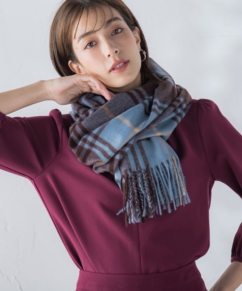 ketty（ケティ）の「タータンチェックストール（マフラー・レディース・ブラウン系その他/ダークベージュ/ブルー系その他/ホワイト系その他・FREE）」の18枚目の写真