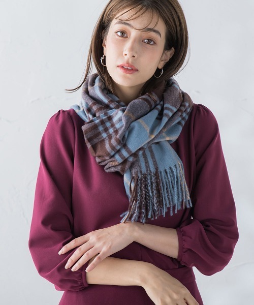 ketty（ケティ）の「タータンチェックストール（マフラー・レディース・ブラウン系その他/ダークベージュ/ブルー系その他/ホワイト系その他・FREE）」の21枚目の写真