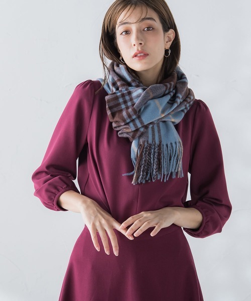 ketty（ケティ）の「タータンチェックストール（マフラー・レディース・ブラウン系その他/ダークベージュ/ブルー系その他/ホワイト系その他・FREE）」の22枚目の写真