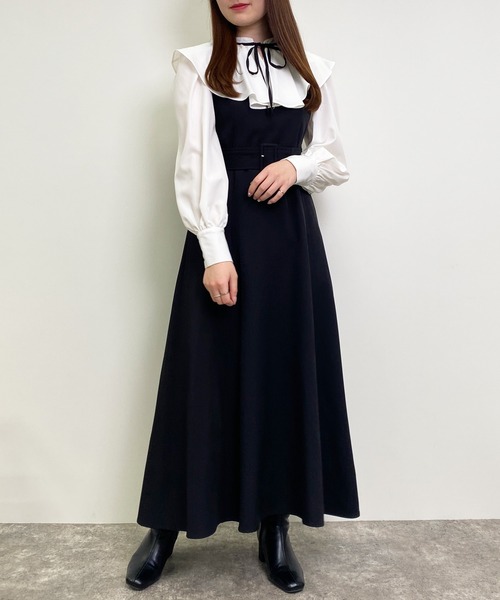 INGNI（イング）の「共ベルト付フレアキャミワンピース（ワンピース・レディース・ブラック/ブラウン・M）」の6枚目の写真