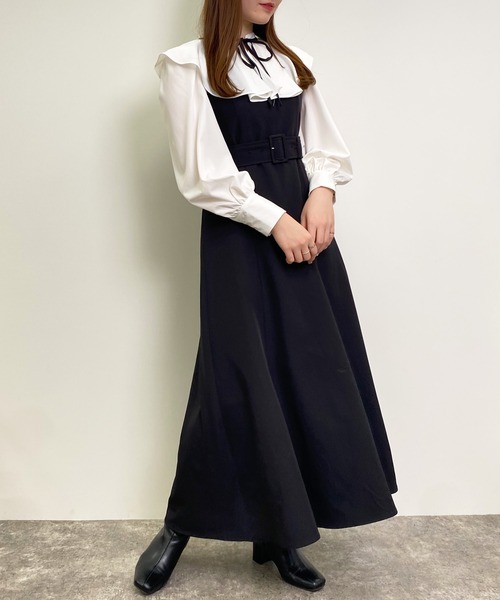 INGNI（イング）の「共ベルト付フレアキャミワンピース（ワンピース・レディース・ブラック/ブラウン・M）」の8枚目の写真