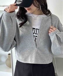 深Vネックショート丈ボリュームスウェット