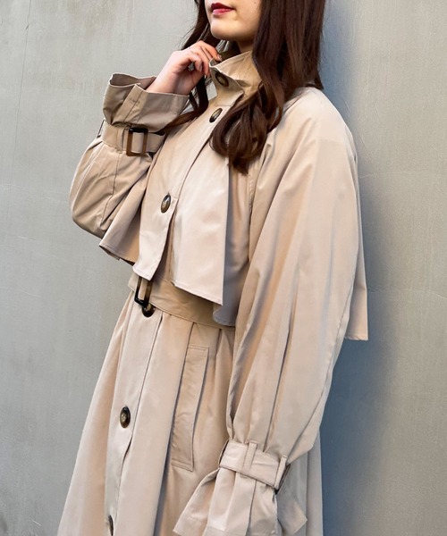 INGNI（イング）の「スタンドカラートレンチコート／A（トレンチコート・レディース・ベージュ/ライトベージュ/ライトカーキ・M）」の6枚目の写真