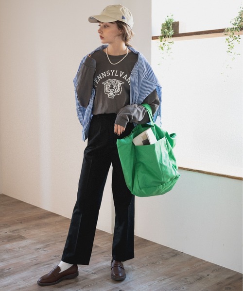 ANGIE（アンジー）の「【大容量】2WAYビッグトートバッグ（トートバッグ・レディース・グリーン/ピンク/スミクロ/ベージュ/カーキ/アイボリー・FREE）」の7枚目の写真