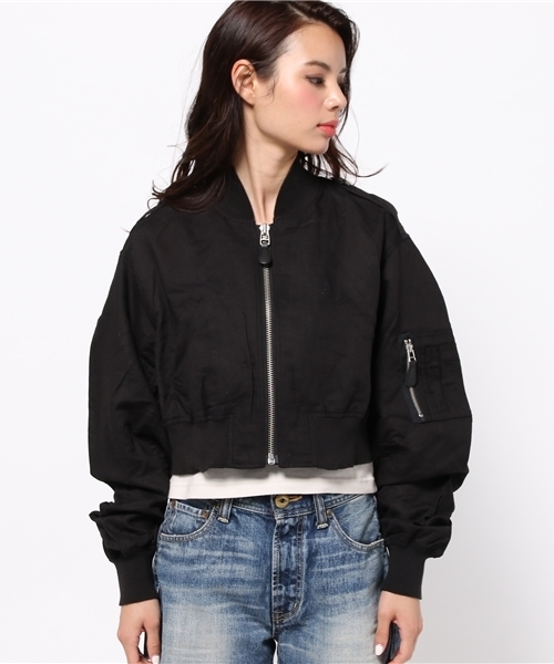 SLY(スライ)の「リネンCROPPED MA-1(ブルゾン・レディース・カーキ系/ベージュ/ブラック・FREE)」の4枚目の写真