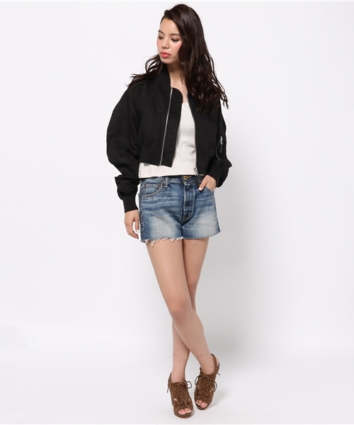 SLY(スライ)の「リネンCROPPED MA-1(ブルゾン・レディース・カーキ系/ベージュ/ブラック・FREE)」の7枚目の写真