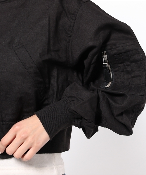 SLY(スライ)の「リネンCROPPED MA-1(ブルゾン・レディース・カーキ系/ベージュ/ブラック・FREE)」の9枚目の写真