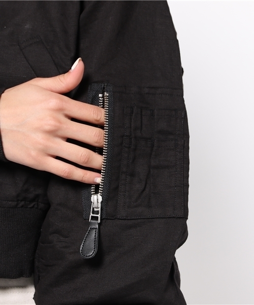 SLY(スライ)の「リネンCROPPED MA-1(ブルゾン・レディース・カーキ系/ベージュ/ブラック・FREE)」の11枚目の写真