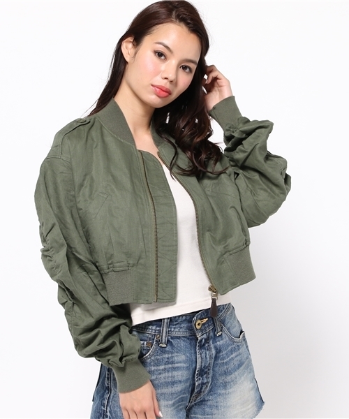 SLY(スライ)の「リネンCROPPED MA-1(ブルゾン・レディース・カーキ系/ベージュ/ブラック・FREE)」の14枚目の写真