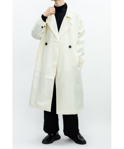 Beno（ビーノ）の「ドレープツイル オーバーシルエット ラップコート（トレンチコート・メンズ・ダークグリーン/ブラック/ベージュ/ダークネイビー/オフホワイト・M/L）」の2枚目の写真