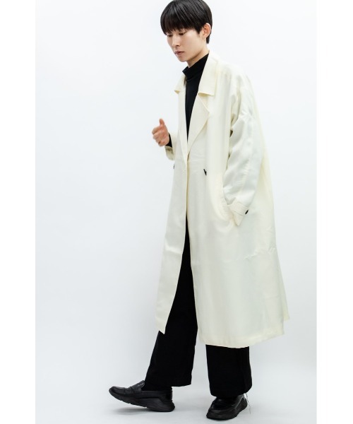 Beno（ビーノ）の「ドレープツイル オーバーシルエット ラップコート（トレンチコート・メンズ・ダークグリーン/ブラック/ベージュ/ダークネイビー/オフホワイト・M/L）」の7枚目の写真