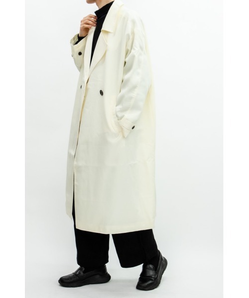 Beno（ビーノ）の「ドレープツイル オーバーシルエット ラップコート（トレンチコート・メンズ・ダークグリーン/ブラック/ベージュ/ダークネイビー/オフホワイト・M/L）」の8枚目の写真