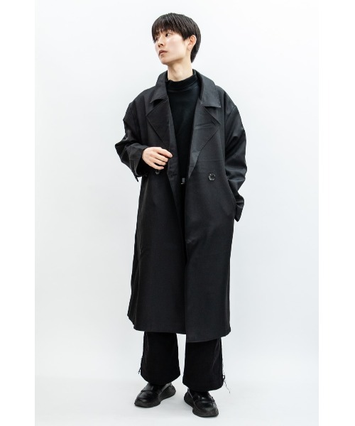 Beno（ビーノ）の「ドレープツイル オーバーシルエット ラップコート（トレンチコート・メンズ・ダークグリーン/ブラック/ベージュ/ダークネイビー/オフホワイト・M/L）」の13枚目の写真