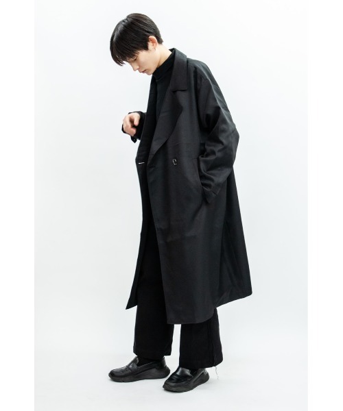 Beno（ビーノ）の「ドレープツイル オーバーシルエット ラップコート（トレンチコート・メンズ・ダークグリーン/ブラック/ベージュ/ダークネイビー/オフホワイト・M/L）」の15枚目の写真
