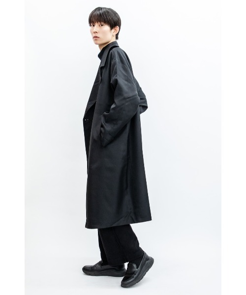 Beno（ビーノ）の「ドレープツイル オーバーシルエット ラップコート（トレンチコート・メンズ・ダークグリーン/ブラック/ベージュ/ダークネイビー/オフホワイト・M/L）」の17枚目の写真