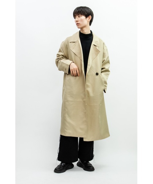Beno（ビーノ）の「ドレープツイル オーバーシルエット ラップコート（トレンチコート・メンズ・ダークグリーン/ブラック/ベージュ/ダークネイビー/オフホワイト・M/L）」の22枚目の写真