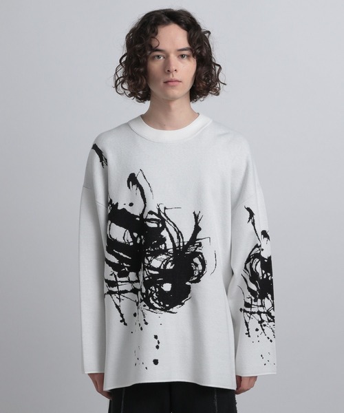 HARE（ハレ）の「【赤間紫動×HARE】モチーフニットプルオーバー(HARE)（ニット/セーター・メンズ・ホワイト/ブラック・FREE）」の11枚目の写真