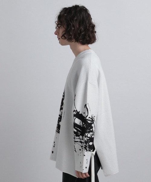 HARE（ハレ）の「【赤間紫動×HARE】モチーフニットプルオーバー(HARE)（ニット/セーター・メンズ・ホワイト/ブラック・FREE）」の12枚目の写真