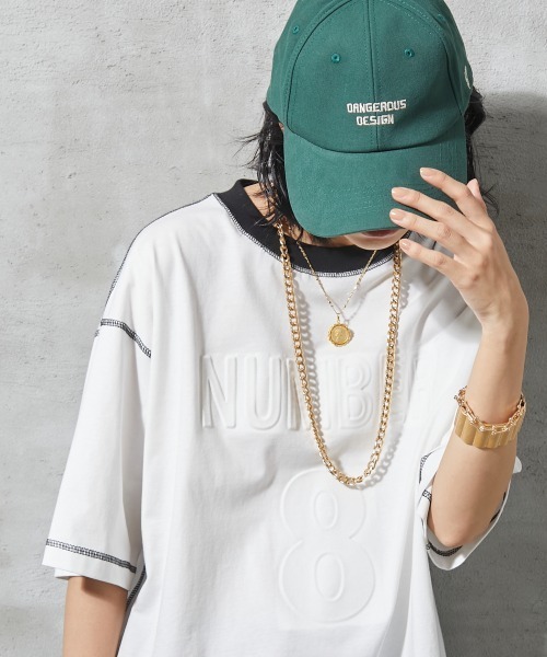 GEVS.（ジェイヴィス）の「＜大きいサイズ＞ 配色ステッチエンボス加工Tシャツ GEVS.（Tシャツ/カットソー・レディース・ブラック/オフホワイト・L/LL/3L/4L/5L）」の13枚目の写真