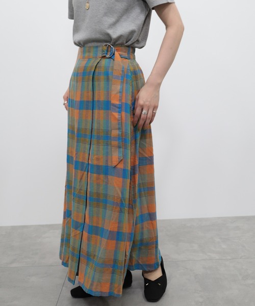 AMERICAN HOLIC（アメリカンホリック）の「ラップ風チェックスカート（スカート・レディース・オレンジ/グリーン・S/M/L）」の15枚目の写真