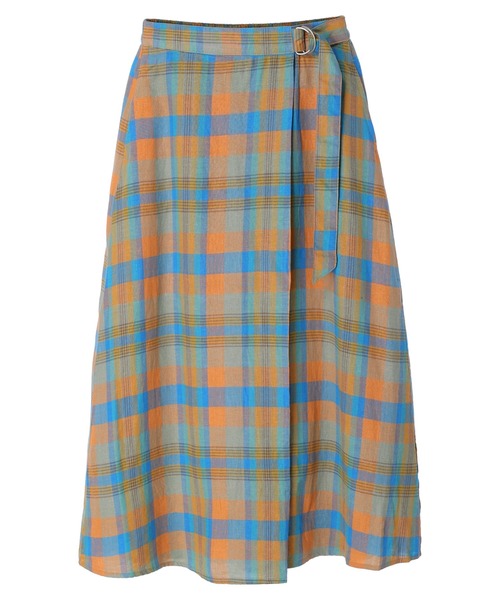 AMERICAN HOLIC（アメリカンホリック）の「ラップ風チェックスカート（スカート・レディース・オレンジ/グリーン・S/M/L）」の8枚目の写真