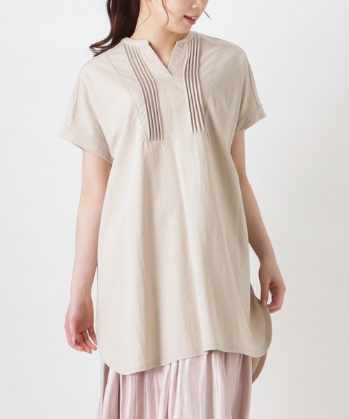 NAVY(ネイビー)の「SARARI 冷感ピンタックプルオーバー シャツブラウス(シャツ/ブラウス・レディース・チャコール/ピンク/ベージュ/グリーン・フリー)」の2枚目の写真
